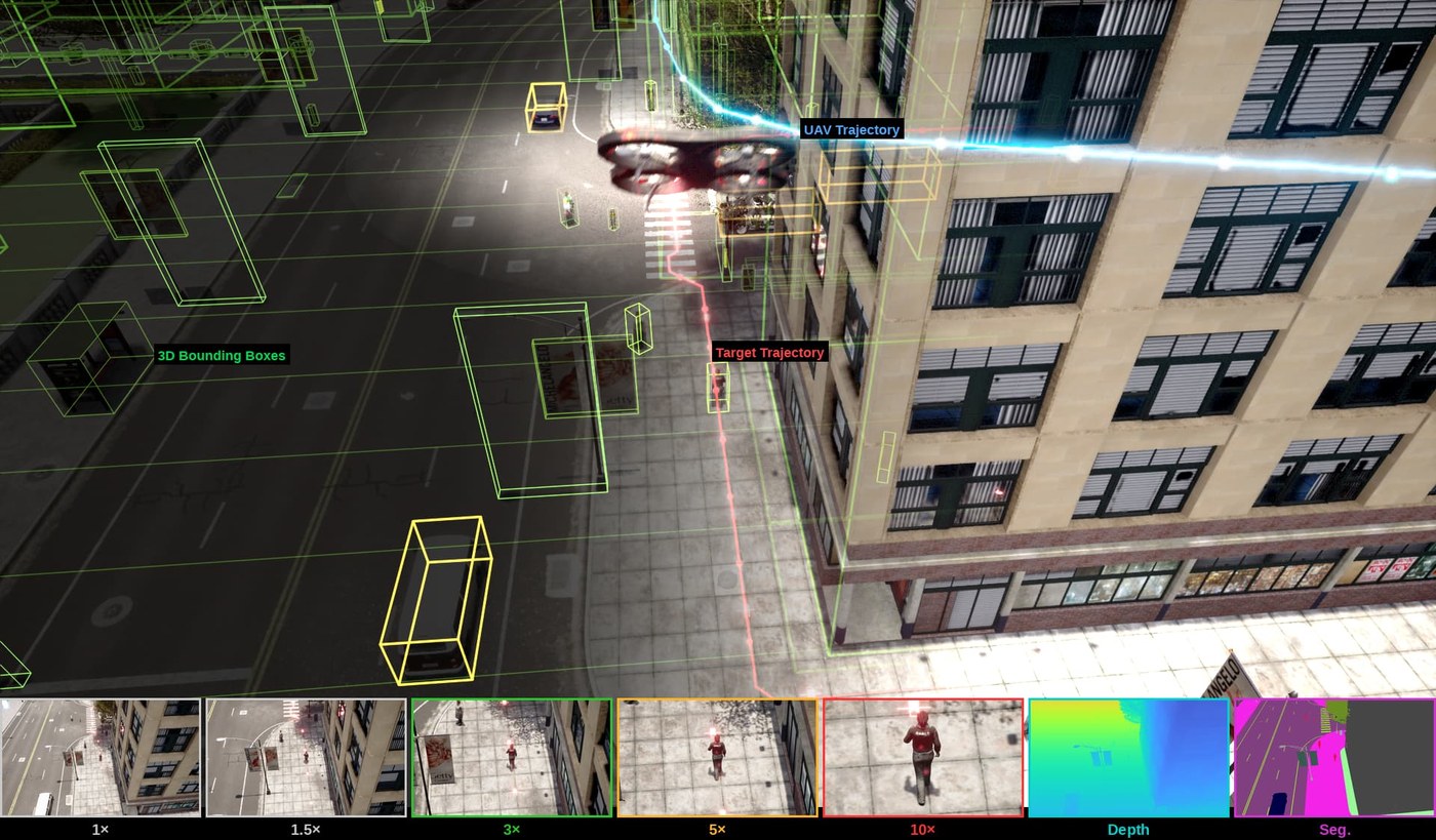 CosFly teaser with UAV tracking and multi-modal outputs